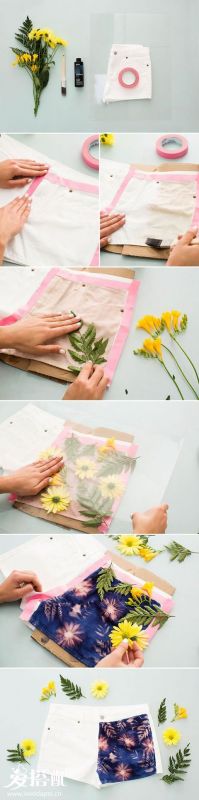 花朵图案短裤DIY教程